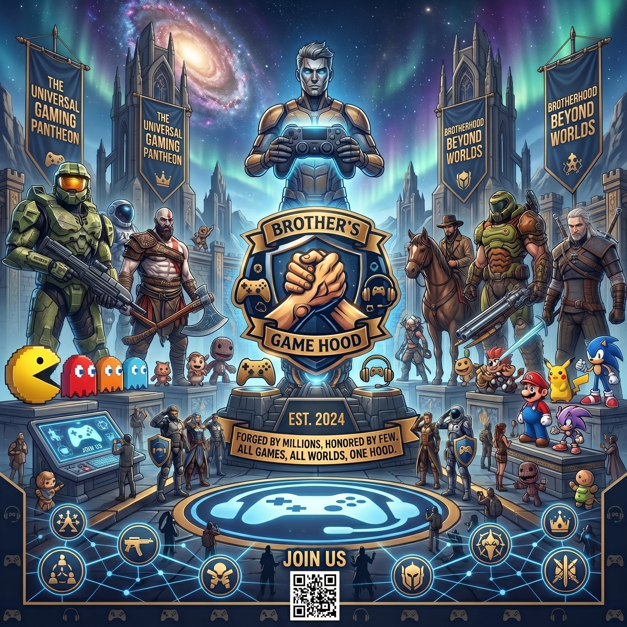 Discovery splash banner for Brother's Game Hood Discord server