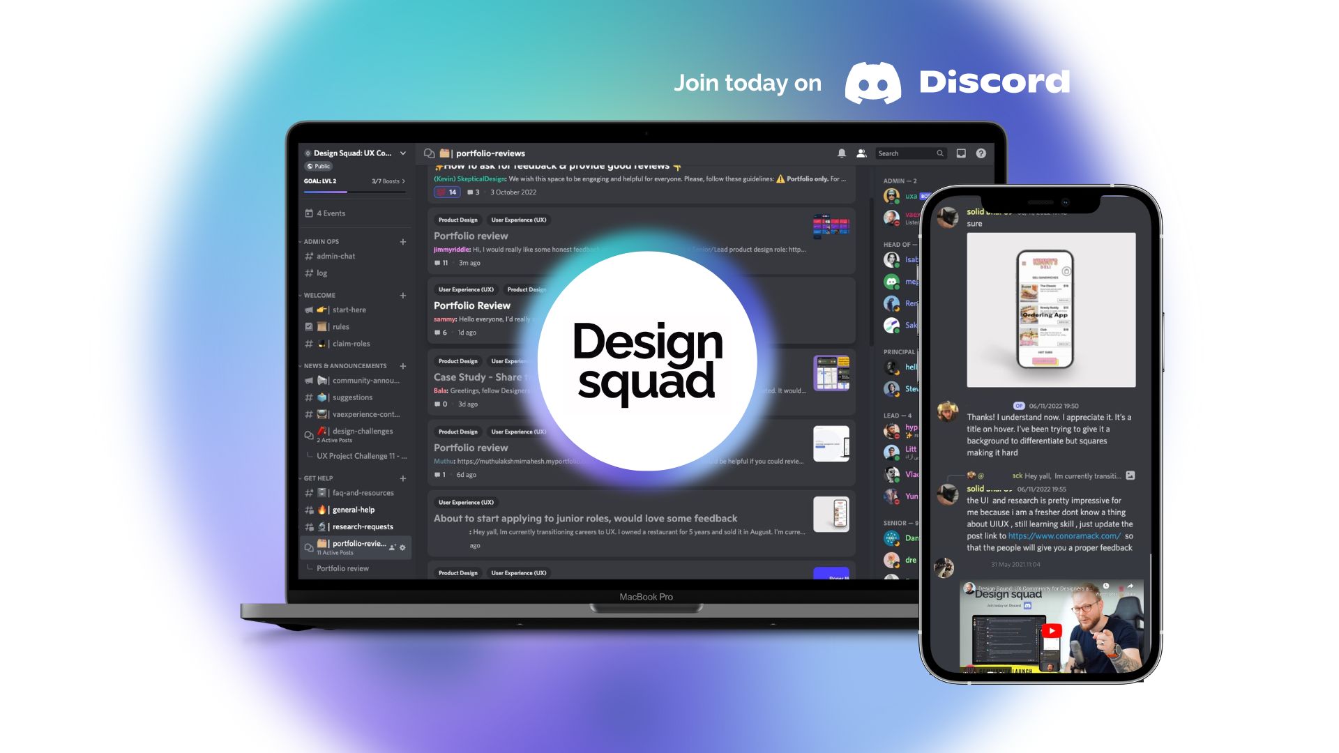 Discovery splash banner for Design Squad: UX Community Discord server