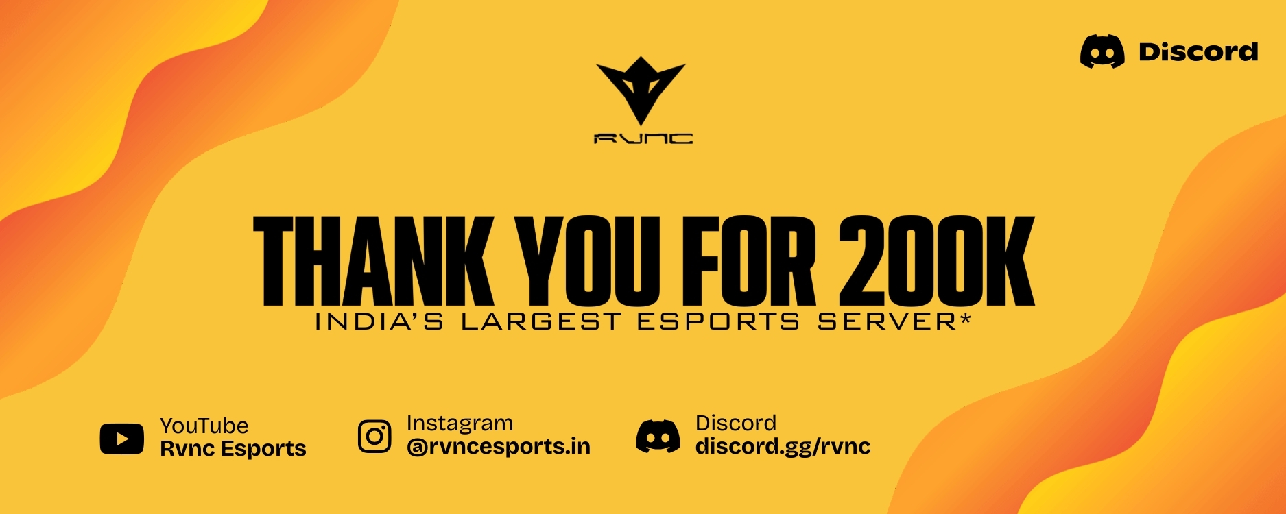 Discovery splash banner for Rvnc Esports 🇮🇳・#235K Discord server
